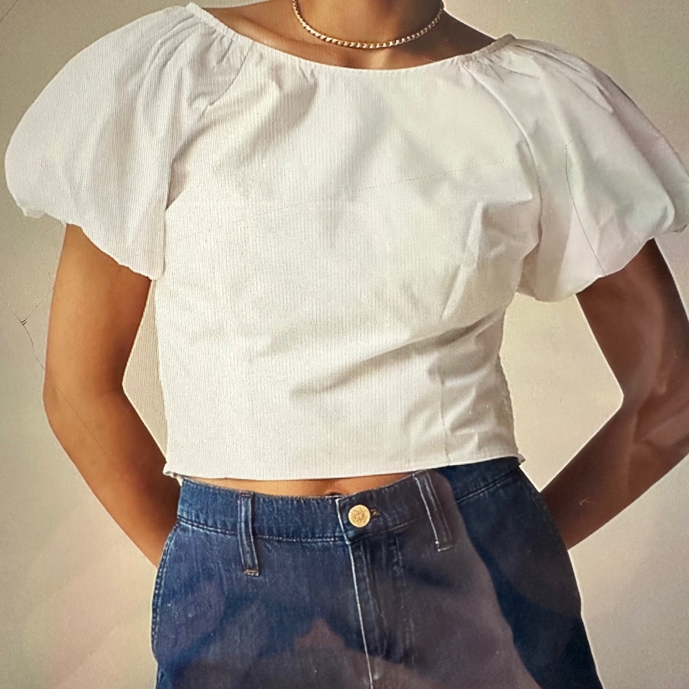 Jcrew fitted puff sleeve top size 4 nwt $128